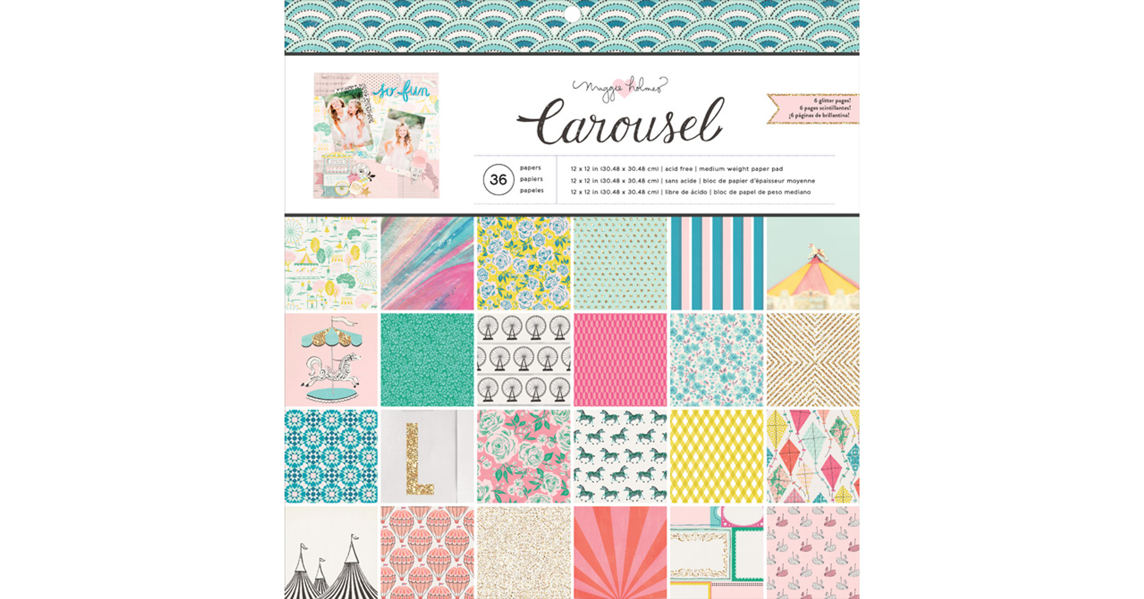 12x12 Kits, Pads | Crate Paper - Maggie Holmes Carousel 12x12 Paper Pad ...